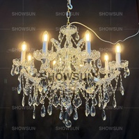 Lustre en cristal K9 doré de luxe européen, luminaire suspendu classique à plusieurs niveaux pour hôtel, villa, salon, salle de banquet