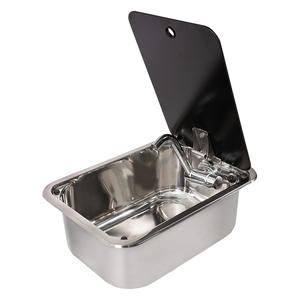 304 Stainless Steel <strong>RV</strong> Sink with <strong>Faucet</strong> and Tempered Glass Lid, Compact Caravan Campervan Motorhome Kitchen Basin - Product Image 1