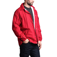 Logo personnalisé imprimé pour hommes veste d'entraîneurs classique coupe-vent en nylon résistance à l'eau coupe décontractée bouton pression manteau vierge