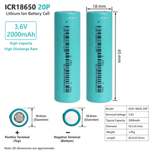 แบตเตอรี่ลิเธียมไอออนแบบชาร์จได้ Victpower 18650-20P 2000mAh 15C อัตราการคายประจุสูงพิเศษ 1000+ รอบการใช้งาน สำหรับอุปกรณ์อิเล็กทรอนิกส์สำหรับผู้บริโภค - Product Image 3