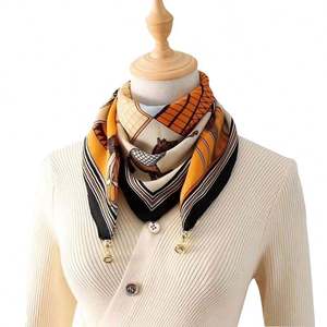 New Autumn and Winter Women's Magnetic Buckle Pattern Square Scarf Printed Warm Triangular Binder - Product Image 5