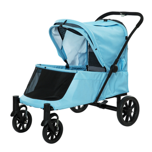 Yeni tasarım mavi toptan 600D Oxford demir köpek Pram katlanır taşıyıcı evcil hayvan arabası büyük köpek için - Product Image 6