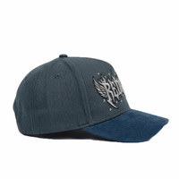 Casquette de baseball REDEEM avec broderie de lettres et strass, visière en daim gris-bleu, style hip-hop Dad Hat