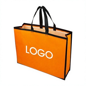 Orange Non Woven Fabric Shopping <b>Bag</b> With Logo Print Large Size Top Handle <b>Reusable</b> Eco Friendly - Product Image 5