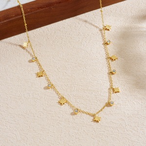 Star Pendant Necklace Gold Plated Stainless Steel Chain Bezel Set Diamond Everyday Wear - Product Image 3