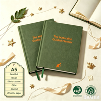 Livres d'impression offset à couverture rigide épaisse en lin, entièrement colorés, avec design fantaisie en feuille de bronze, logo personnalisé, emballage carton