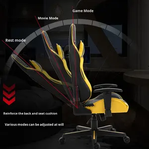 Chaise de jeu E-Sports Design moderne et simple Cuir inclinable Réglable Base à cinq étoiles Roulettes Mousse haute élasticité Utilisation à domicile - Product Image 4