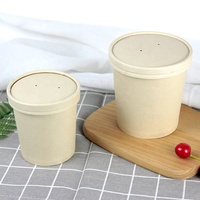 Tubes en papier jetables en bambou écologique, 25 pièces, emballage pour soupe chaude avec couvercle