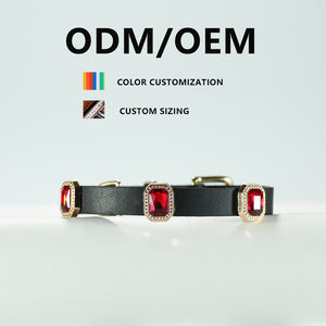 Collier de chien en cuir réglable incrusté de cristaux <span class=keywords><strong>Swarovski</strong></span>, simple, personnalisé, vente en gros, collier pour animaux de compagnie, cadeau personnalisé pour animaux de compagnie - Product Image 6