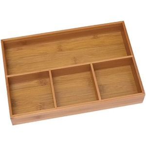 Boîte de rangement en bambou à quatre compartiments, 31x21x4,8 cm, organisateur de bureau pour usage au bureau ou dans la chambre - Product Image 5