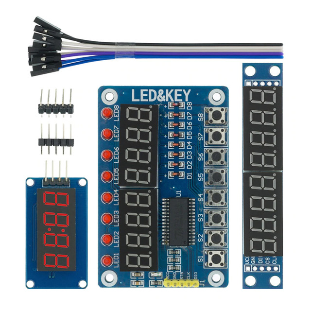 TM1638 Module TM1637 4 Key Display For AVR MAX7219 Digital LED Tube 8-Bit 74HC595