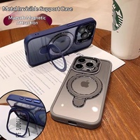 Coque de protection antichoc en PC rigide avec support magnétique double et support d'objectif métallique pour iPhone 15 16 17 18 Pro Max