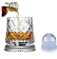 Verre à whisky rotatif à paroi simple en cristal, Tumbler cinétique 360°, Cadeaux pour hommes et papas, Articles de fête, Nouveautés, Bouteille d'eau