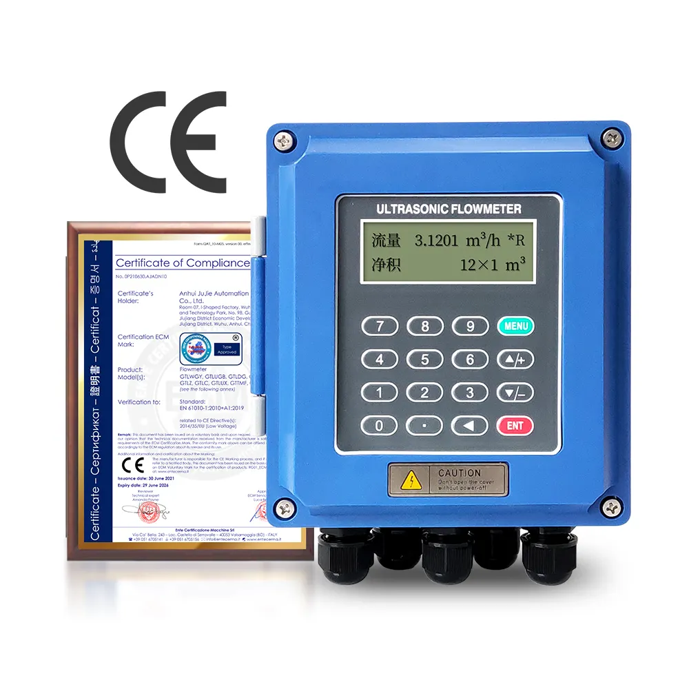 Medidor de fluxo ultrassônico portátil com sensor digital, medidor de fluxo de água líquida RS485 Modbus, água do mar, esgoto, álcool, 4-20mA