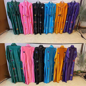 Abbigliamento femminile musulmano tradizionale africano Kaftan Kanga abito da donna in raso di seta Maxi Casual Abaya - Product Image 6