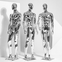 Mannequin masculin haut de gamme personnalisé en chrome argenté avec visage réaliste, modèle de corps entier en plastique pour vêtements masculins destiné aux grands magasins