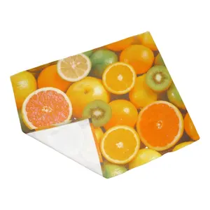 100% Cotton Oversized Tea Towel Set for Kitchen with Printed Fruit Lemon Designs Lemon Kitchen Dish Towel