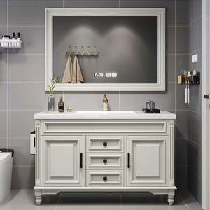 Hot Sale Classic American Style Solid Wood Bathroom Cabinet Floor Standing Single Bathroom <b>Vanity</b> with <b>Mirror</b> - Product Image 1