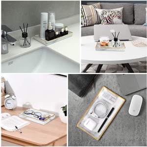 Bandeja de mármol pulido hecha a mano, tamaño personalizado, decoración del hogar, canicas con bordes dorados - Product Image 4