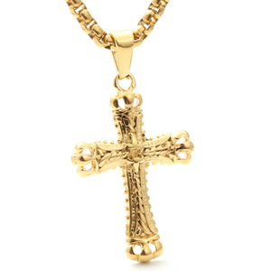 <b>Cross</b> Pendant Necklace Zinc Alloy Unisex Hip Hop Style Gift Jewelry - Product Image 1