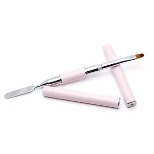 Double-Ended French Liner Gel Builder Nail Brush Gradient Flat Brush Metal Spatula for <b>Polish</b> Drawing - Product Image 6
