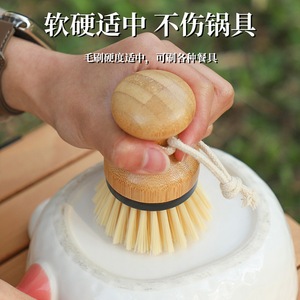Cepillo para platos de bambú con gancho para colgar, cepillo de limpieza de madera para uso en la cocina - Product Image 4