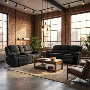 Muebles de Sala de Estar, Juego de Sillones Reclinables Manuales Ajustables, Sofá Seccional de 3+2+1 Plazas con Caja de Almacenamiento - Product Image 2