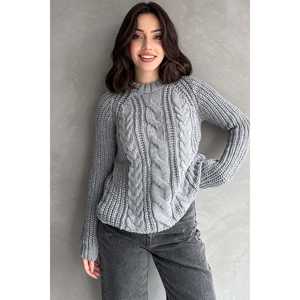 Pull en tricot à col rond pour femmes noires, manches longues, anti-boulochage, 14 Gg, style décontracté - Product Image 2