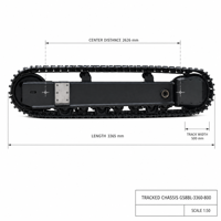 Châssis à chenilles en acier pour récolteuse de canne à sucre, largeur de chenille 500 mm, base de chenilles robuste, train de roulement agricole