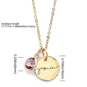 Piedra preciosa <span class=keywords><strong>de</strong></span> diseño minimalista redondo único con colgante <span class=keywords><strong>de</strong></span> círculo <span class=keywords><strong>de</strong></span> 18mm para grabado personalizado <span class=keywords><strong>Instagram</strong></span> 2023 collar <span class=keywords><strong>de</strong></span> moda - Product Image 4