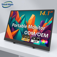 Moniteur portable 14 pouces 1920x1200 FHD 16:10 IPS, écran à bord fin, type C, affichage externe avec VESA pour ordinateur portable, MacBook, téléphone