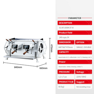 Cafetera Comercial Semiautomática de Estilo Italiano, de Acero Inoxidable, con Múltiples Calderas, Doble Cabezal, Pantalla Táctil Inteligente, Equipo de Alta Gama para Café - Product Image 2