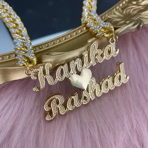 Collana personalizzata in acciaio inossidabile a doppio strato <span class=keywords><strong>con</strong></span> targhetta a forma di cuore collana <span class=keywords><strong>con</strong></span> lettera personalizzata <span class=keywords><strong>con</strong></span> catena cubana - Product Image 2