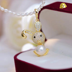 Colgante de Plata S925 para Collar Estilo Conejo, con Cuentas Redondas de 8-9mm, para DIY, 31042, Colgantes y Dijes de Perlas - Product Image 4