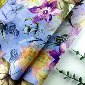 Nouveauté 100% polyester doux satin de soie multicolore imprimé floral <span class=keywords><strong>tissu</strong></span> tissé pour robe de filles vêtements de danse et vêtements de nuit - Product Image 2