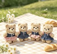 Porte-clés en peluche - Mini ours en peluche avec jolie robe à nœud papillon, breloque de sac