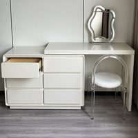 Ensemble de coiffeuse avec commode à 6 tiroirs, table de coiffeuse blanche crème avec plateau et tiroirs, coiffeuse en MDF E1 pour la chambre à coucher, décoration de la maison