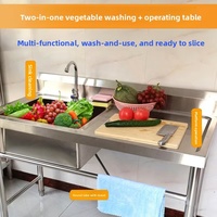 Station de nettoyage multifonctionnelle portable en acier pour cuisine commerciale OEM avec évier de cuisine indépendant à cuve unique et machine de nettoyage