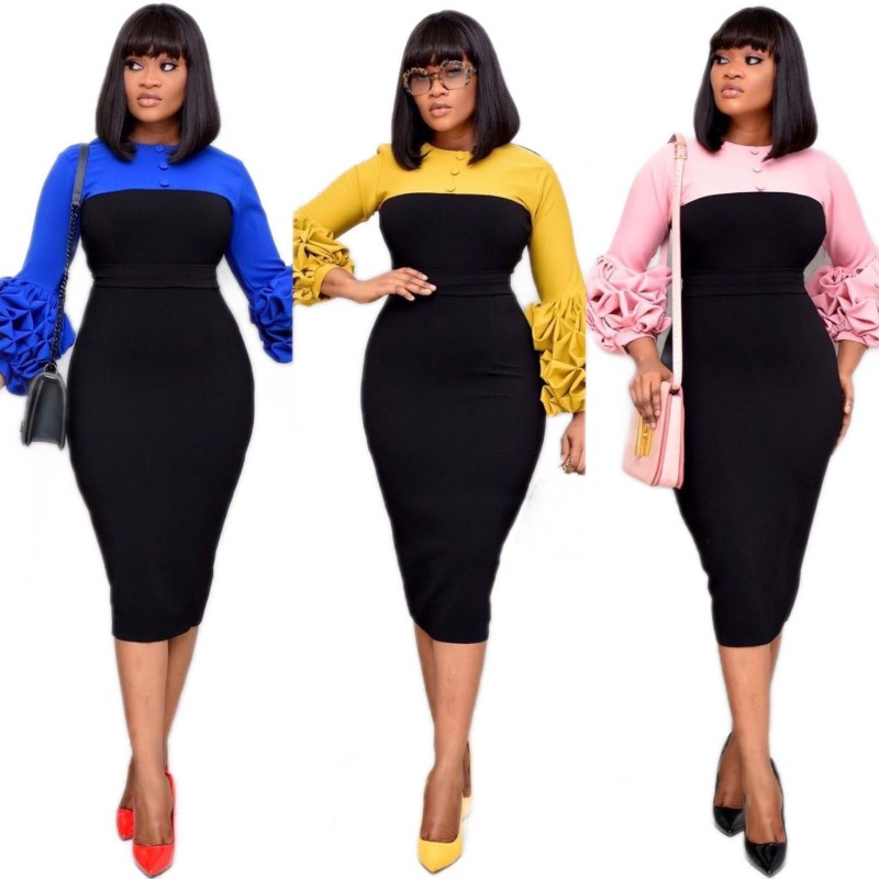 New fashion elegant patchwork women ladies office career dress African Slim OL office pencil dresses