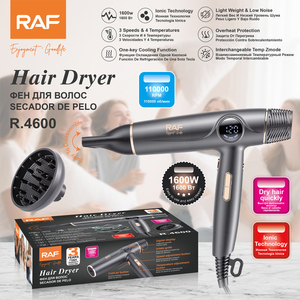 Secador de Pelo Profesional RAF de 1600W con Tecnología Iónica, 110000 RPM, Bajo Ruido, 3 Velocidades, 4 Ajustes de Calor, R.4600 RAF Professional 1600W H - Product Image 3