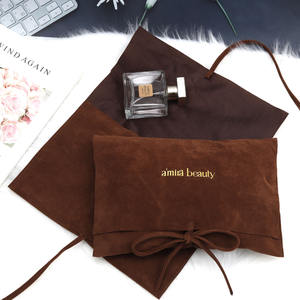 OEM/ODM yüksek sınıf özel Logo baskılı kırmızı süet zarf çanta makyaj kozmetik hediye mücevher kutusu parfüm depolama kadife toz kılıfı - Product Image 4