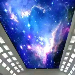 ZHIHAI Planet Bintang Awan Berbintang Langit Cetak Dekorasi Interior Hotel Ringan Digantung 3d Pvc Langit-langit