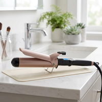 Fer à friser électrique professionnel portable en céramique PTC de 1,25 pouce avec écran LCD de température, chauffe rapide 450°F