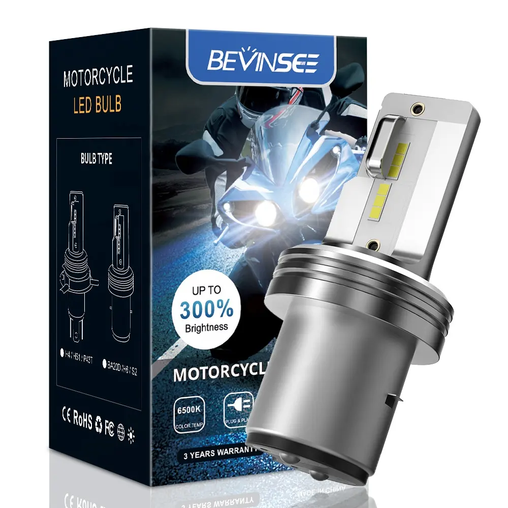 Bevinsee หลอดไฟหน้ารถยนต์ Led Ba20d,S1หลอดไฟ LED S2 6000K สำหรับ Honda XR 125 250 400 600 650