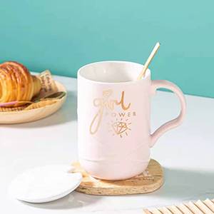 Tasse en relief avec couvercle <span class=keywords><strong>et</strong></span> cuillère en porcelaine imprimée émaillée Design personnalisé en céramique <span class=keywords><strong>Mr</strong></span> Mrs Coffee Couple Mugs Set - Product Image 4