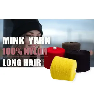 2CM 100% nylon fil coloré imitant le fil de fourrure de vison plume fil fantaisie pour les machines à tricoter plates et circulaires