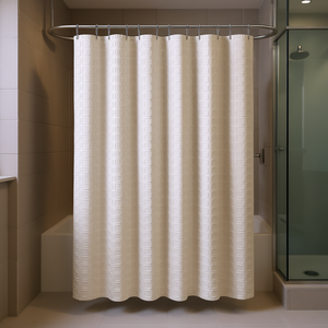 Rideau de douche tissé à découpe minimaliste pour une meilleure gestion de l'eau dans la salle de bain - Product Image 2
