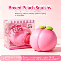 Nouveau jouet anti-stress TPR souple en forme de pêche, balle de décompression réaliste en forme de fruit, à rebond lent, pour les 14 ans et plus, emballage blister