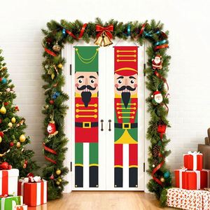 Classic <b>Nutcracker</b> <b>Christmas</b> Hanging Door <b>Decor</b> Set Red & Gold Theme 30*180cm Long Rectangle Polyester Fabric + Sturdy PVC Rod - Product Image 3