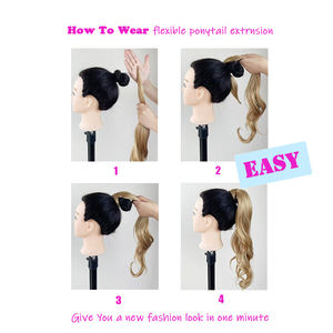 Style populaire Flexible Wrap Around Ponytail avec vague extrémités bouclées magique tresse noire extension <span class=keywords><strong>de</strong></span> <span class=keywords><strong>queue</strong></span> <span class=keywords><strong>de</strong></span> <span class=keywords><strong>cheval</strong></span> longue jolis cheveux pour les femmes - Product Image 6